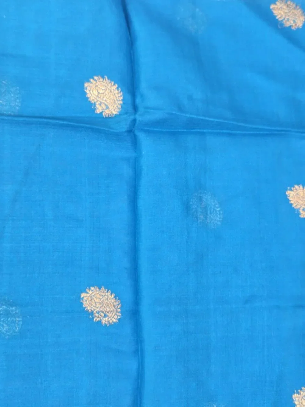 Hand Woven 100% Pure Silk TOURQOUISE GOLD Made in India Saree Scarf @ 45